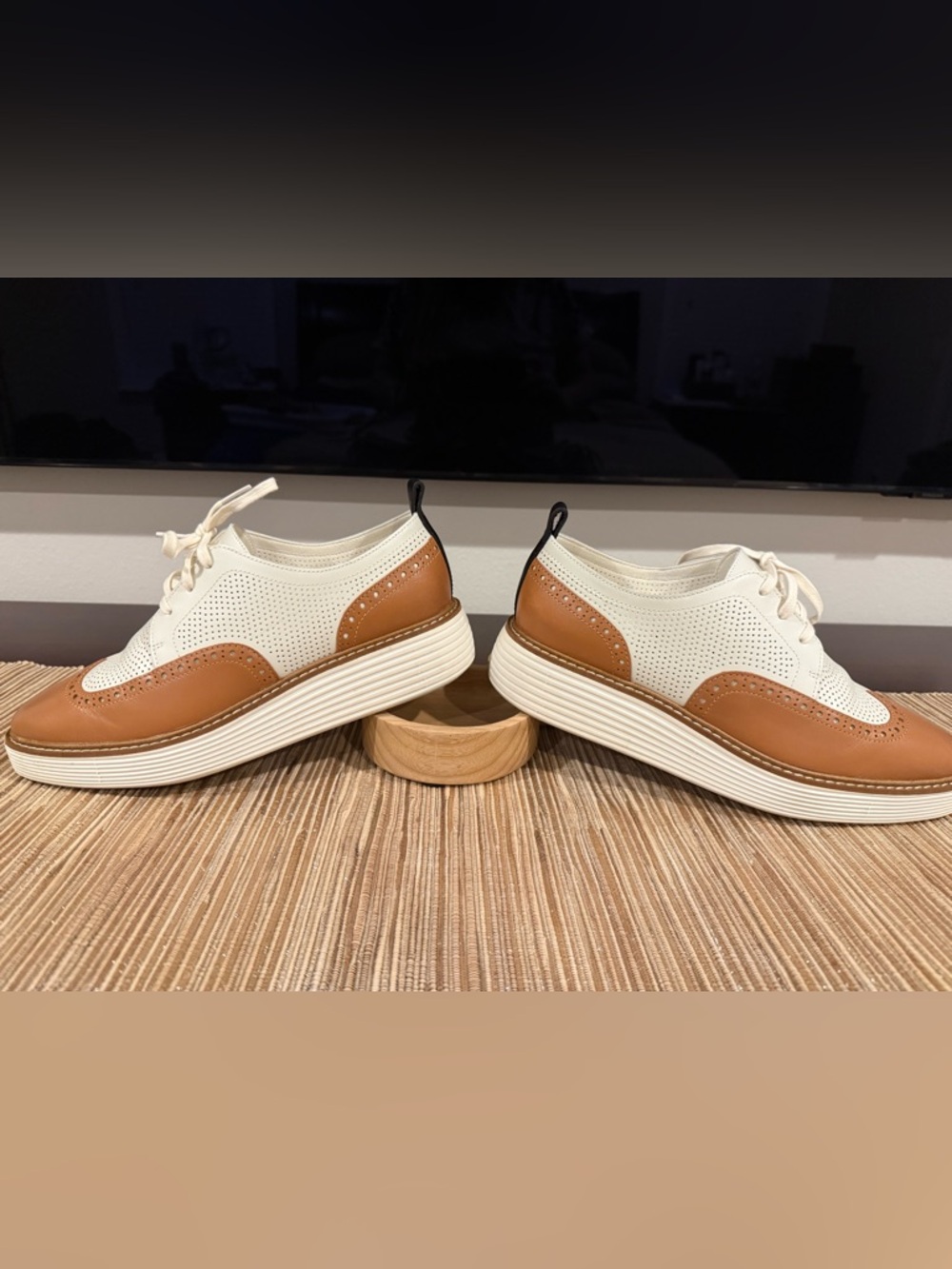 Women’s Cole Haan Casual Lace-Up Sneakers in White and Tan